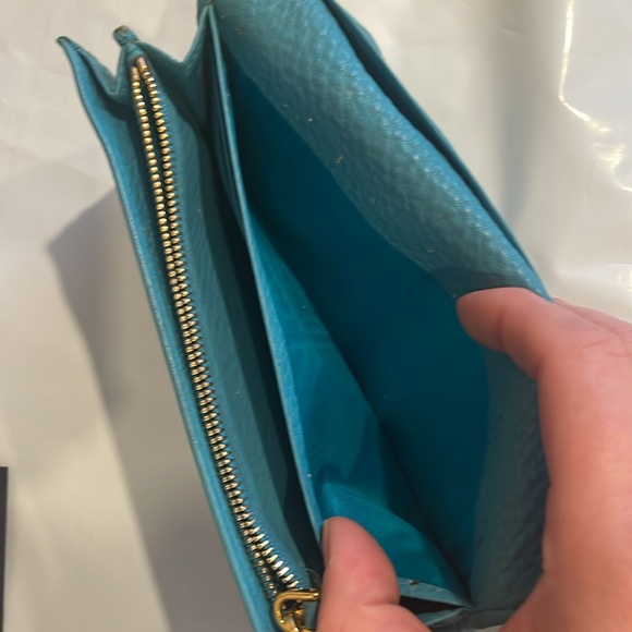 🔥🔥RARE Authentic Prada Vitello Daino Continental Wallet Turquoise - Picture 8 of 11
